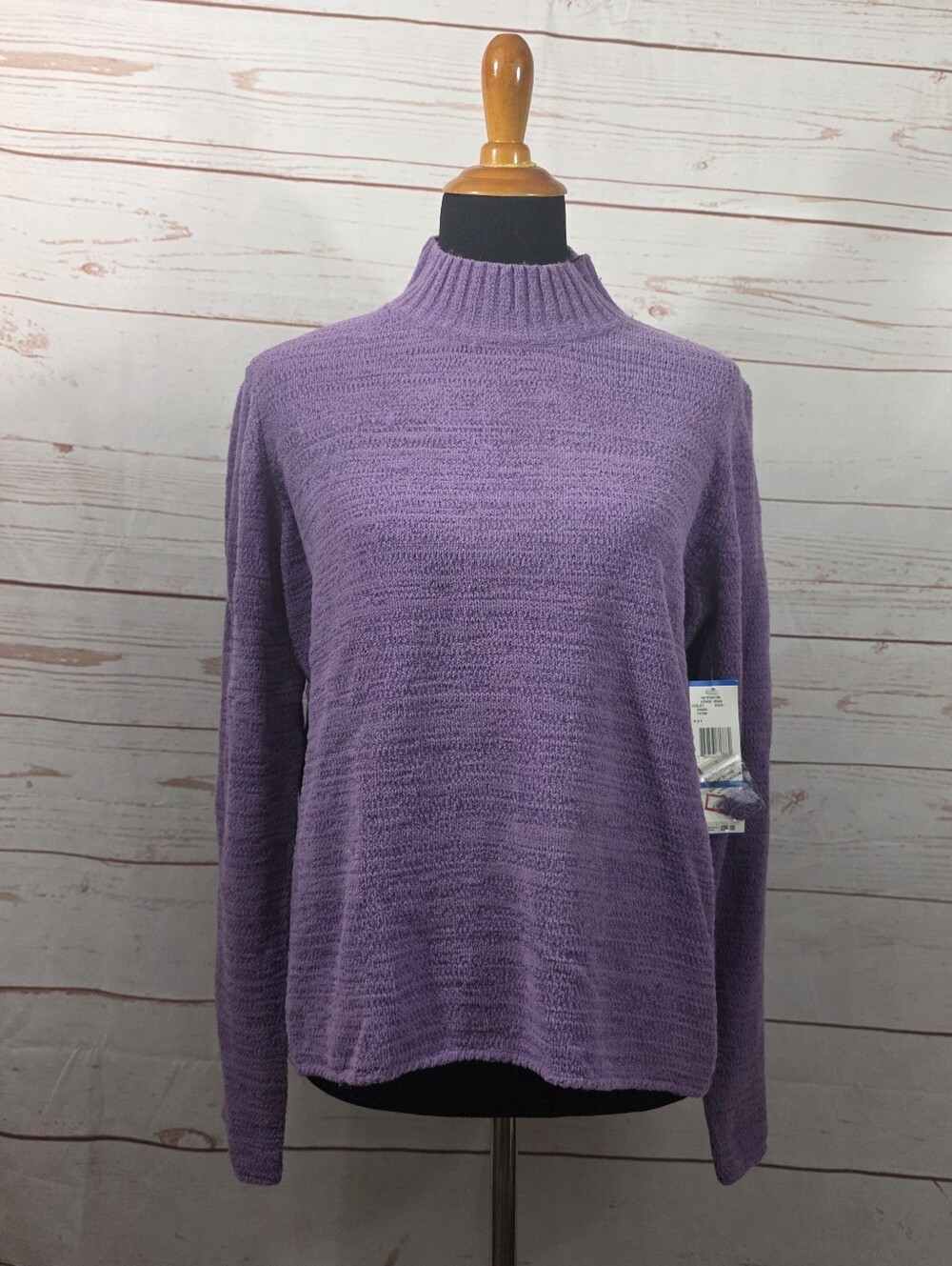 Jones New York Kings Road Mock Turtleneck Chenille Violet Knit Sweater Sz XL NWT